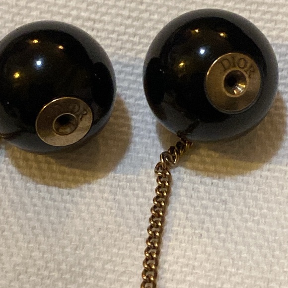 Dior Tribales Earrings Bronze-Finish Metal with White and Black Resin Pearls - Picture 6 of 12